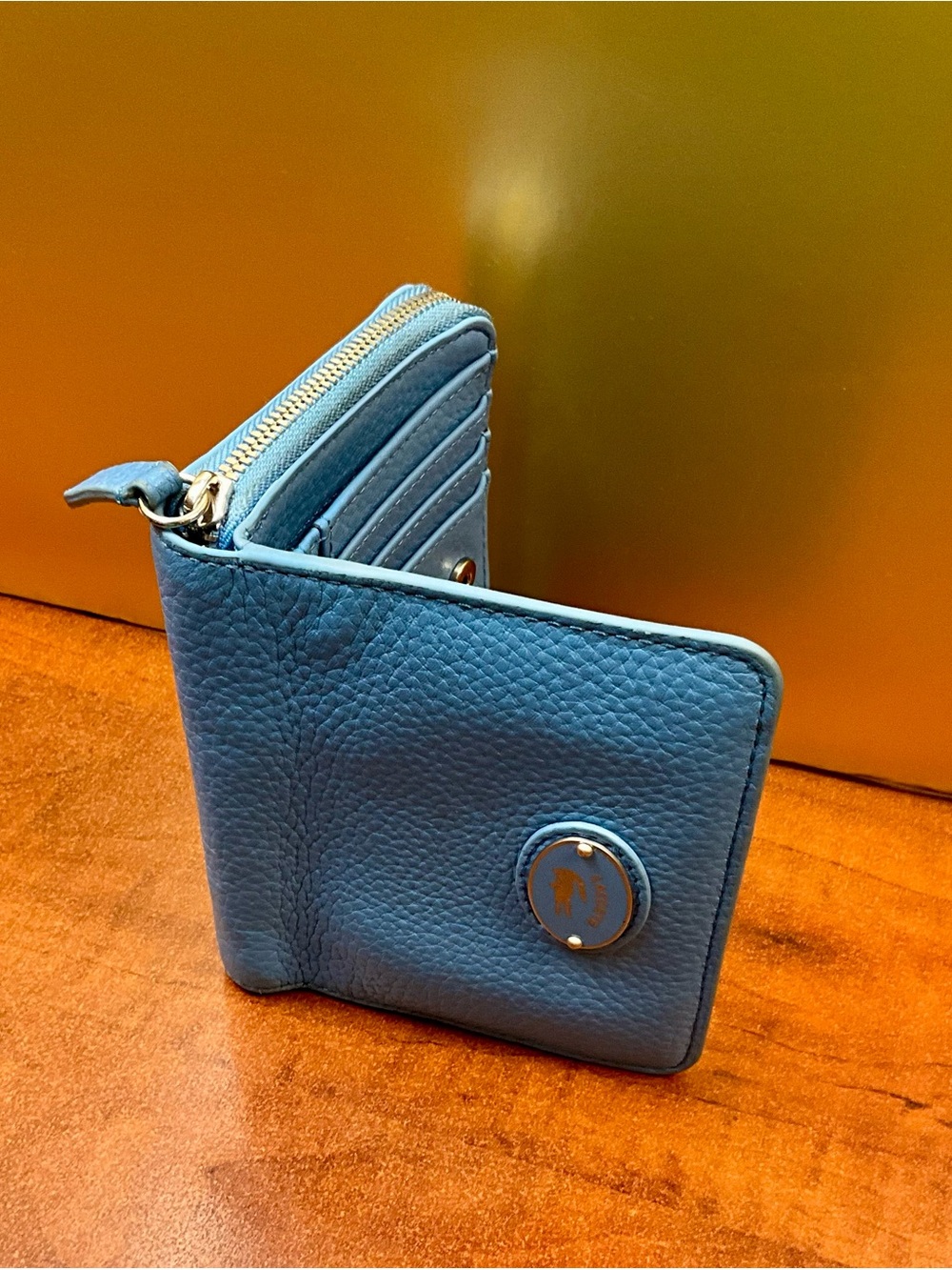 Lacoste Blue Leather Zip & Card Holder Wallet
